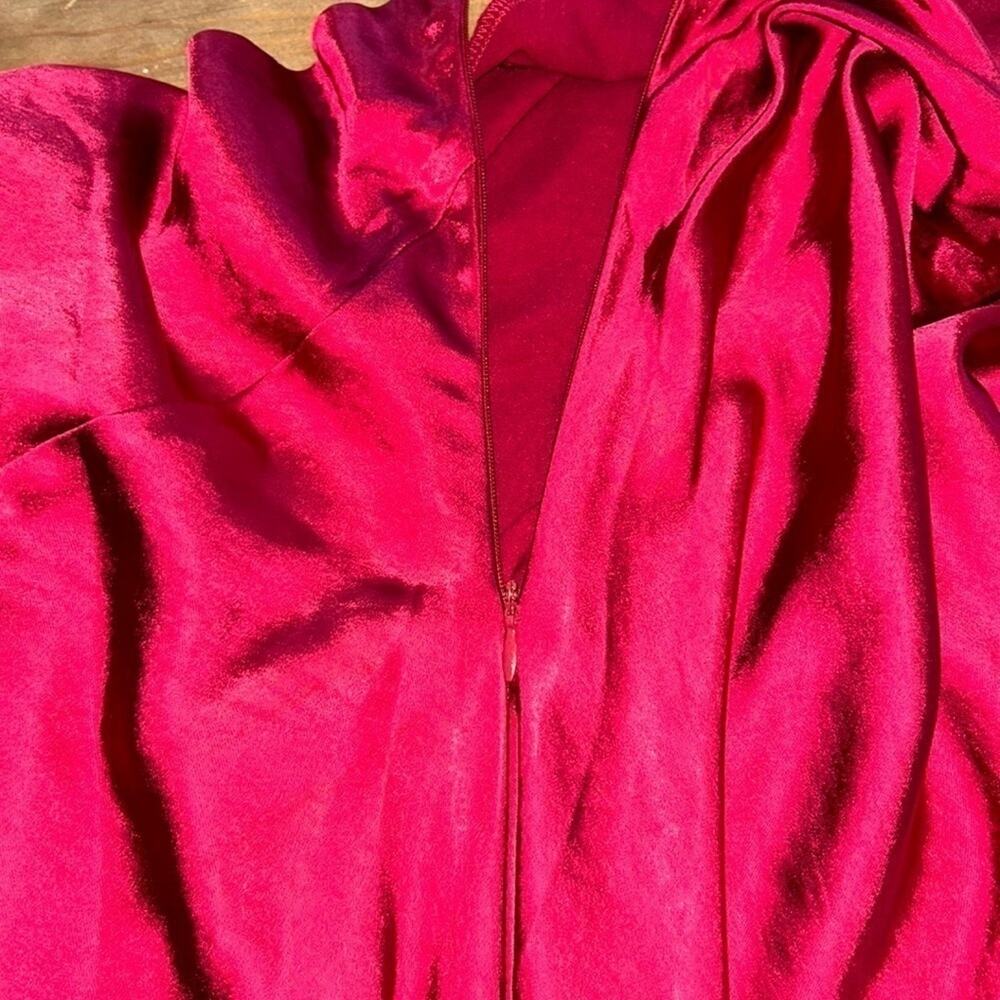 Pink Lily FUCHSIA Wedding Guest SATIN COWL NECK MIDI DRESS Size 2X - Picture 6 of 8